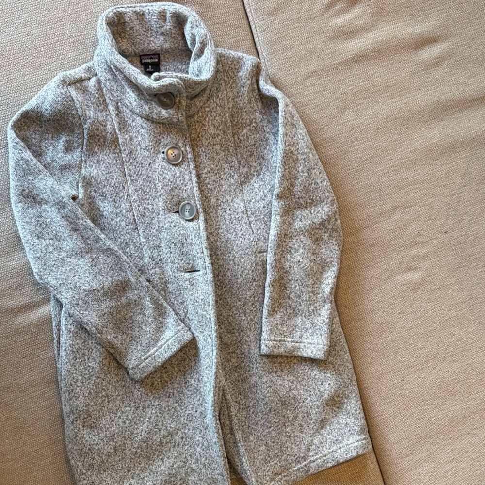 Patagonia Light Heather Gray Women's Wool-Blend Funnel Collar Coat